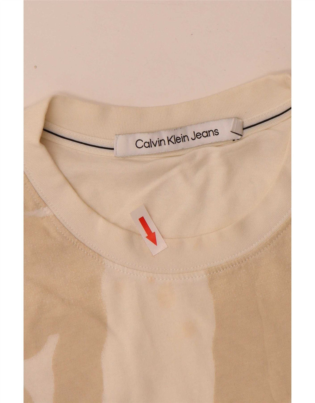 Calvin Klein Jeans Herre grafisk T-shirt Top Medium Off White Bomuld