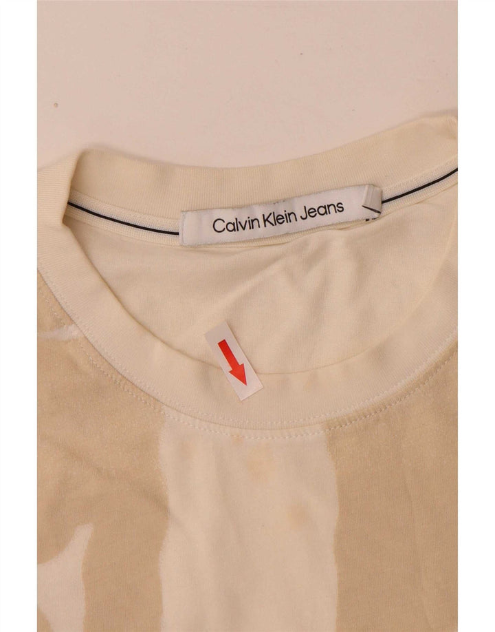 Calvin Klein Jeans Herre grafisk T-shirt Top Medium Off White Bomuld