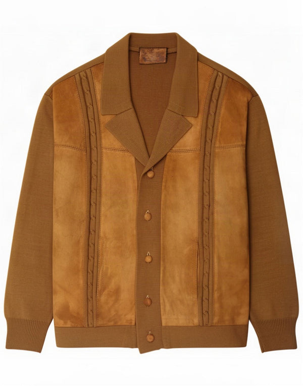 Vintage Herre Ruskind Cardigan Sweater Medium Brun Colourblock