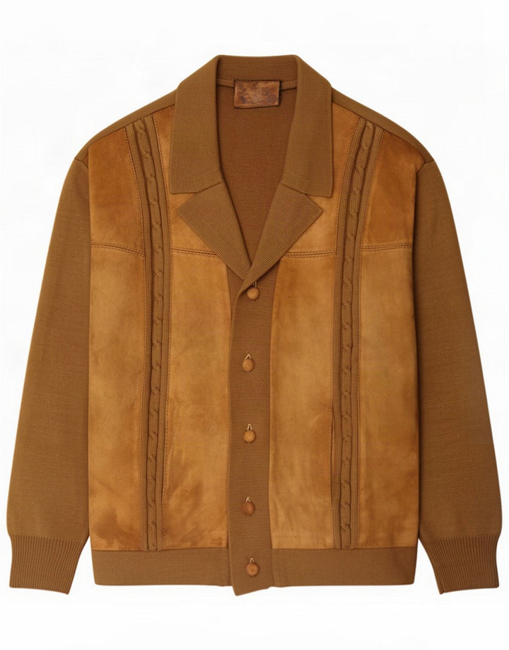 Vintage Herre Ruskind Cardigan Sweater Medium Brun Colourblock