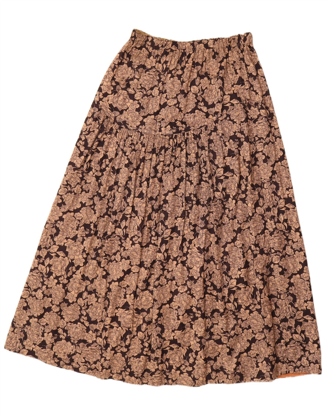 VINTAGE A-line nederdel til kvinder Medium W30 Brown Floral Viscose