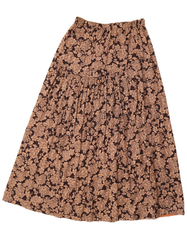VINTAGE A-line nederdel til kvinder Medium W30 Brown Floral Viscose