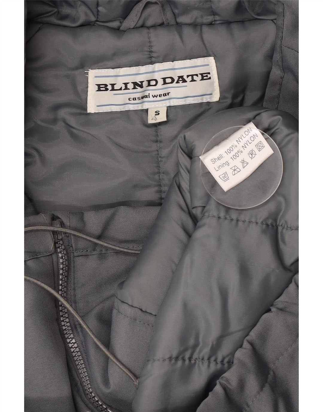 Vintage Dame Hætte Oversized Windbreaker Jacket UK 10 Small Grey Nylon