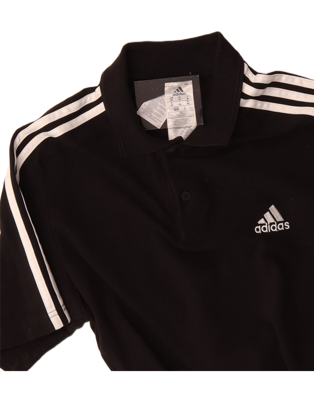 ADIDAS Mens Polo Shirt Medium Black Cotton