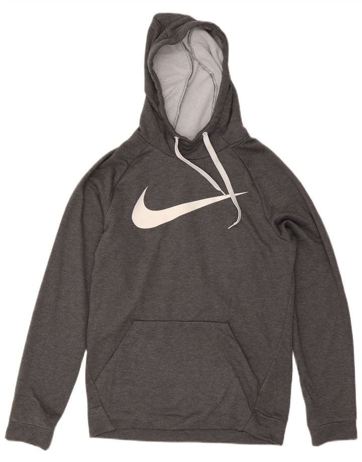 Nike Herre Dri Fit Grafisk Hoodie Jumper Lille Grå Polyester