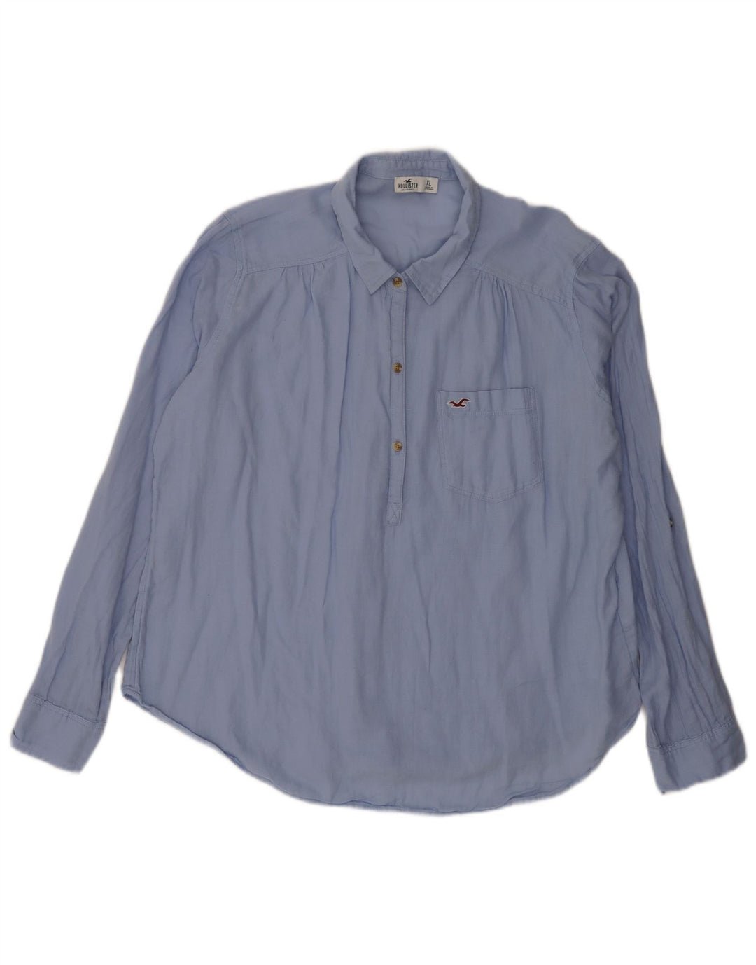 Hollister Dame Pullover Shirt UK 18 XL Blå Bomuld