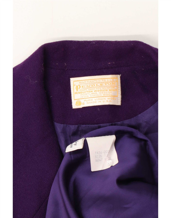 Pendleton Dame 1-knap blazerjakke UK 12 Medium Purple Virgin Wool