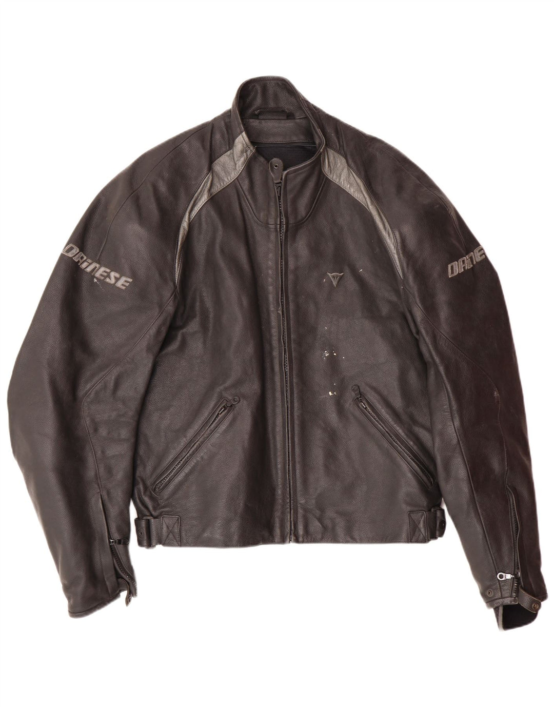 DAINESE Herre grafisk racerjakke str. 54 Large Black Colourblock Læder