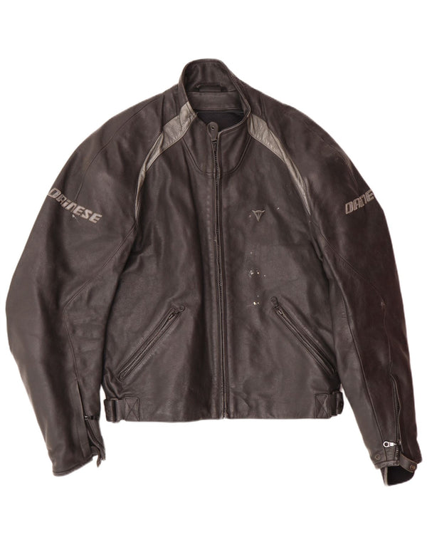 DAINESE Herre grafisk racerjakke str. 54 Large Black Colourblock Læder