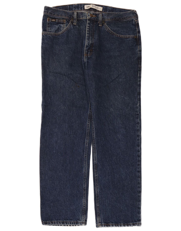 Lee Herre Regular Fit Straight Jeans W34 L29 Marineblå Bomuld