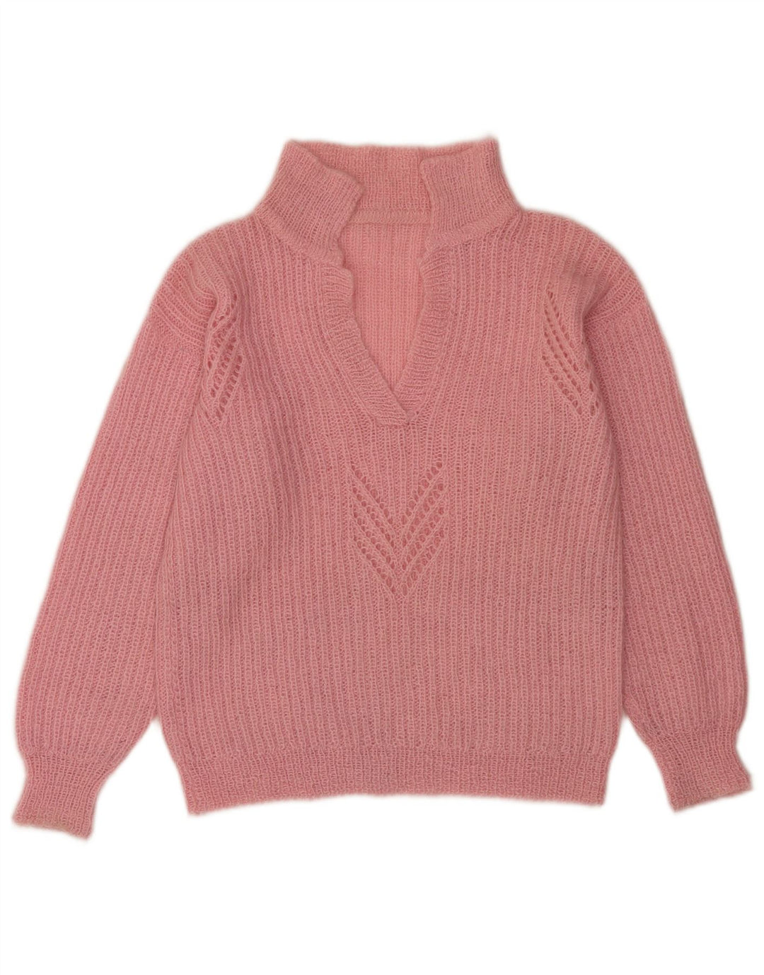 Vintage Dame Turtle Neck Jumper Sweater UK 14 Large Pink
