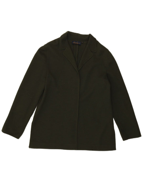 Luisa Spagnoli Dame Cardigan Sweater UK 14 Medium Khaki Virgin Wool