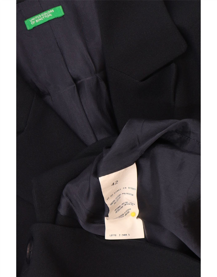 Benetton Dame 3 Button Blazer Jacket IT 42 Medium Navy Blue Polyester