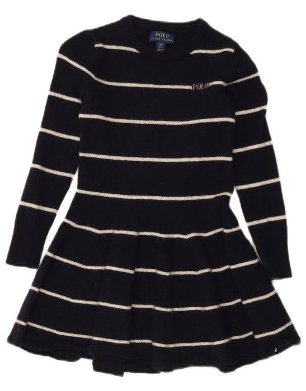 Polo Ralph Lauren Pige Jumper Kjole 6-7 År Lille Marineblå Stribet