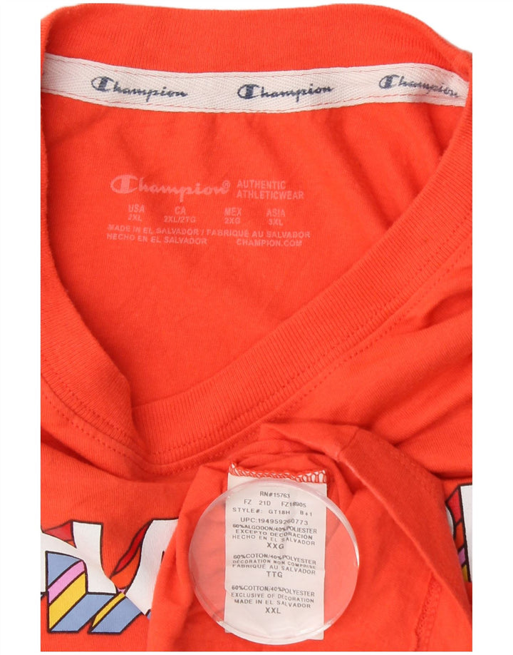 CHAMPION Dame Grafisk T-Shirt Top UK 20 2XL Orange Bomuld