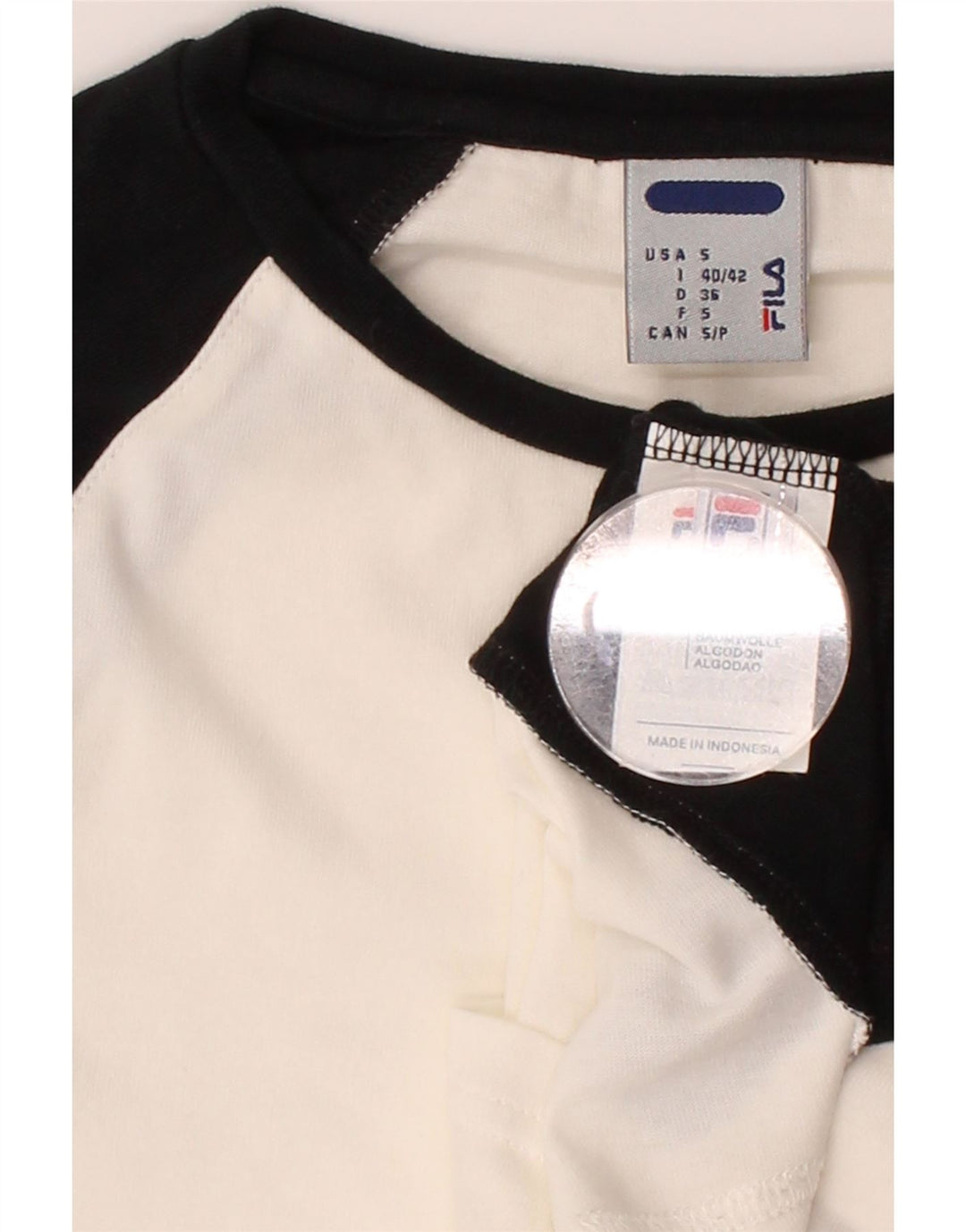 FILA Crop Top Langærmet IT 40/42 Small Black Colourblock Bomuld
