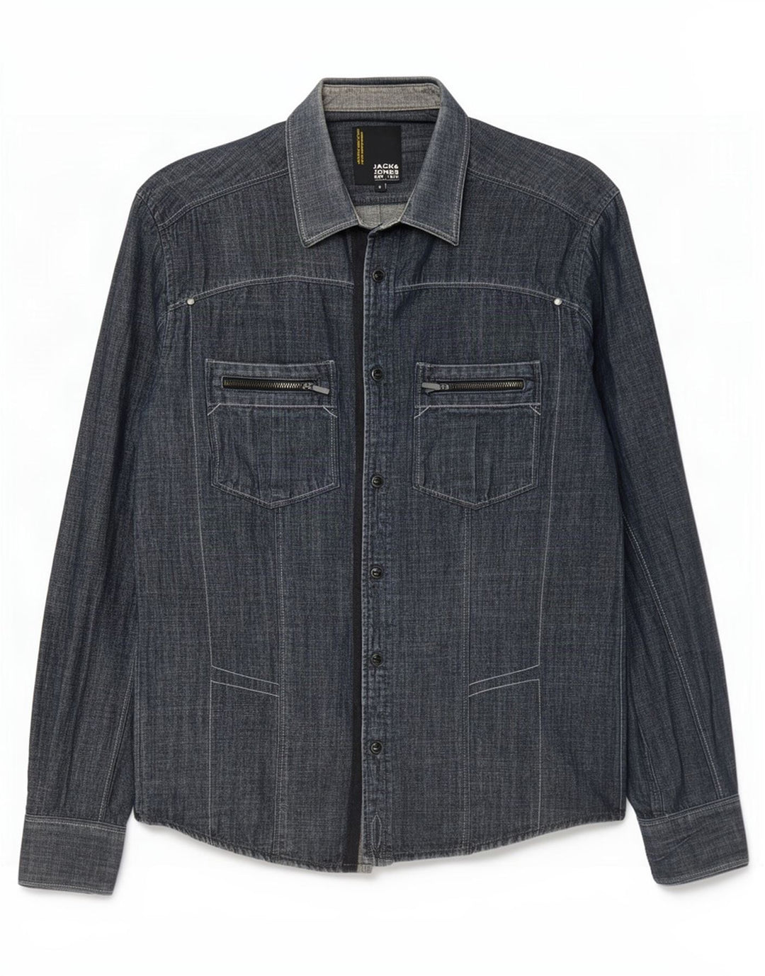 Jack & Jones Denimskjorte til mænd, lille marineblå bomuld
