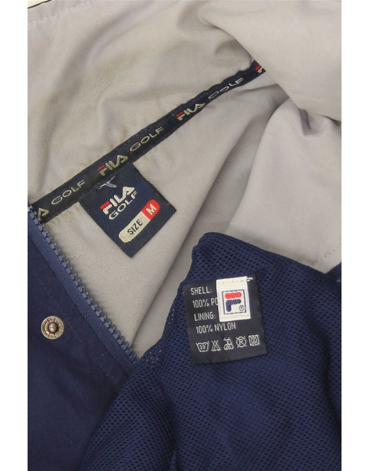 Fila Herre Pullover Windbreaker Jacket UK 38 Medium Navy Blue Polyester
