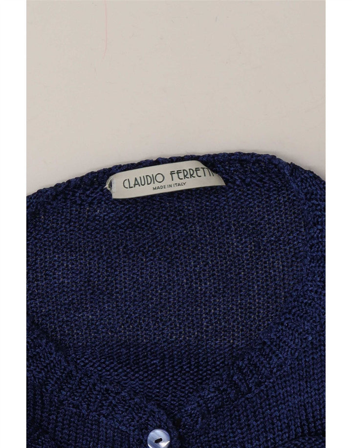 Claudio Ferretti Dame Cardigan Sweater UK 12 Medium Blue Flecked