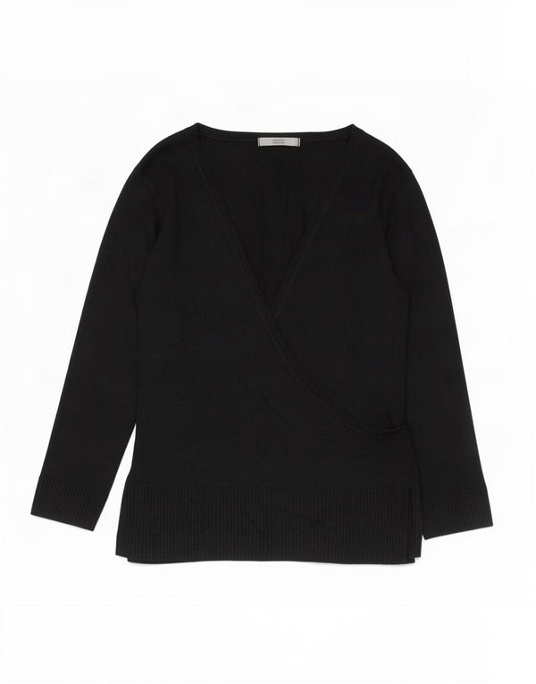 Marks & Spencer Dame 3/4-ærmet Wrap Cardigan Sweater UK 10 Small Black