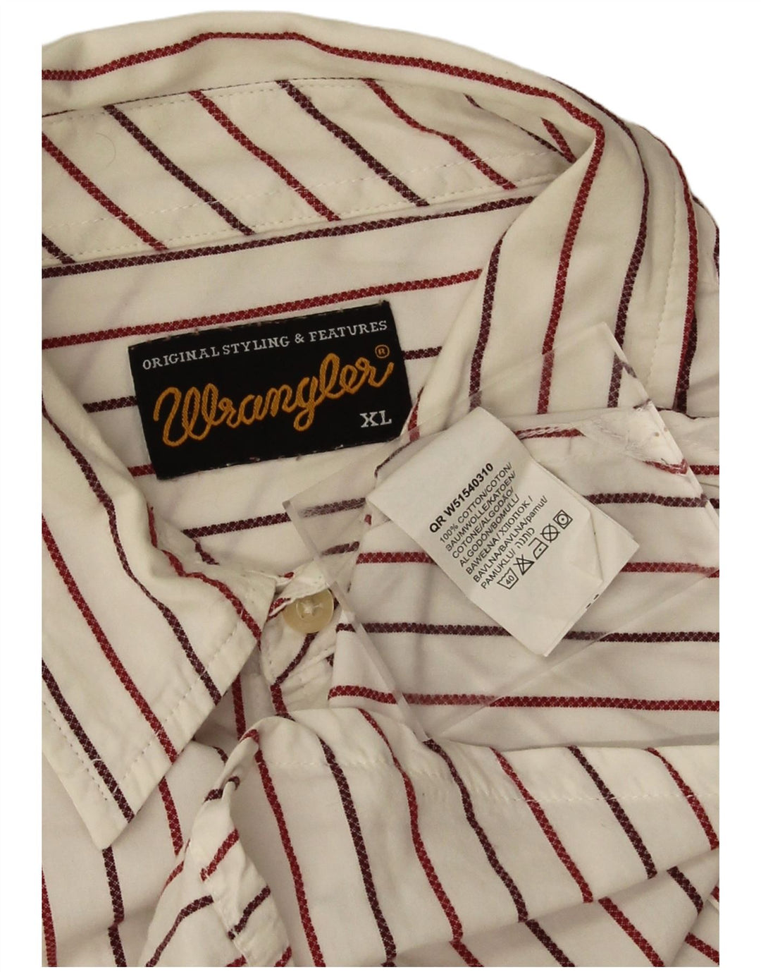 Wrangler Herreskjorte XL Hvidstribet bomuld