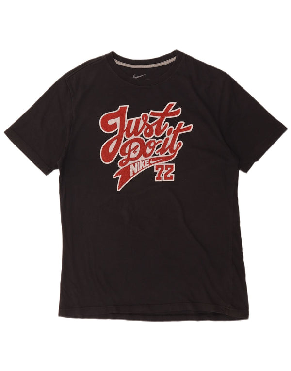 Nike Herre Regular Fit Grafisk T-Shirt Top Stor Sort Bomuld