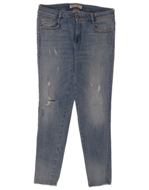Zara Dame Distressed Skinny Jeans EU 38 Small W28 L27 Blå Bomuld