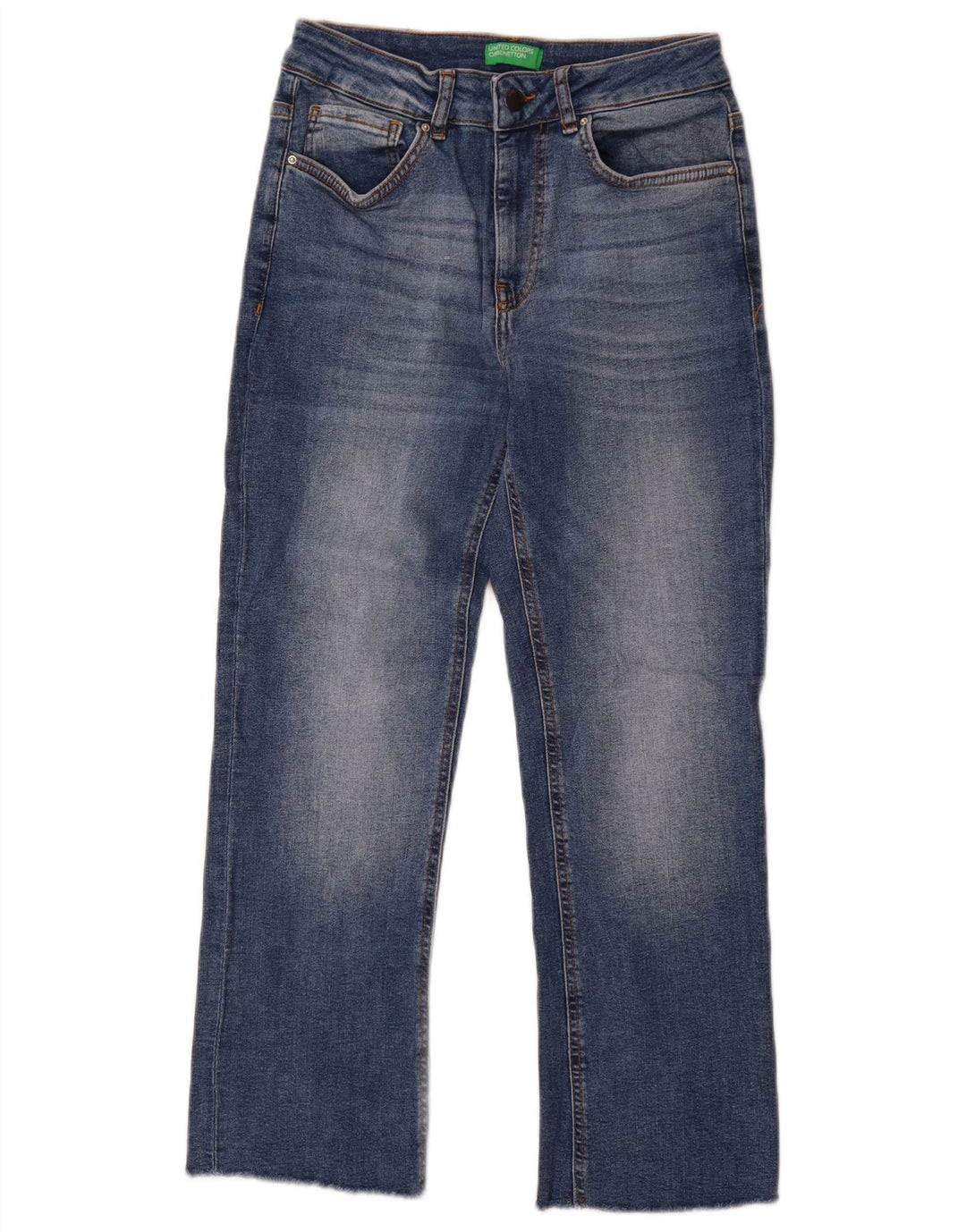 Benetton Dame Straight Jeans W28 L28 Blå Bomuld