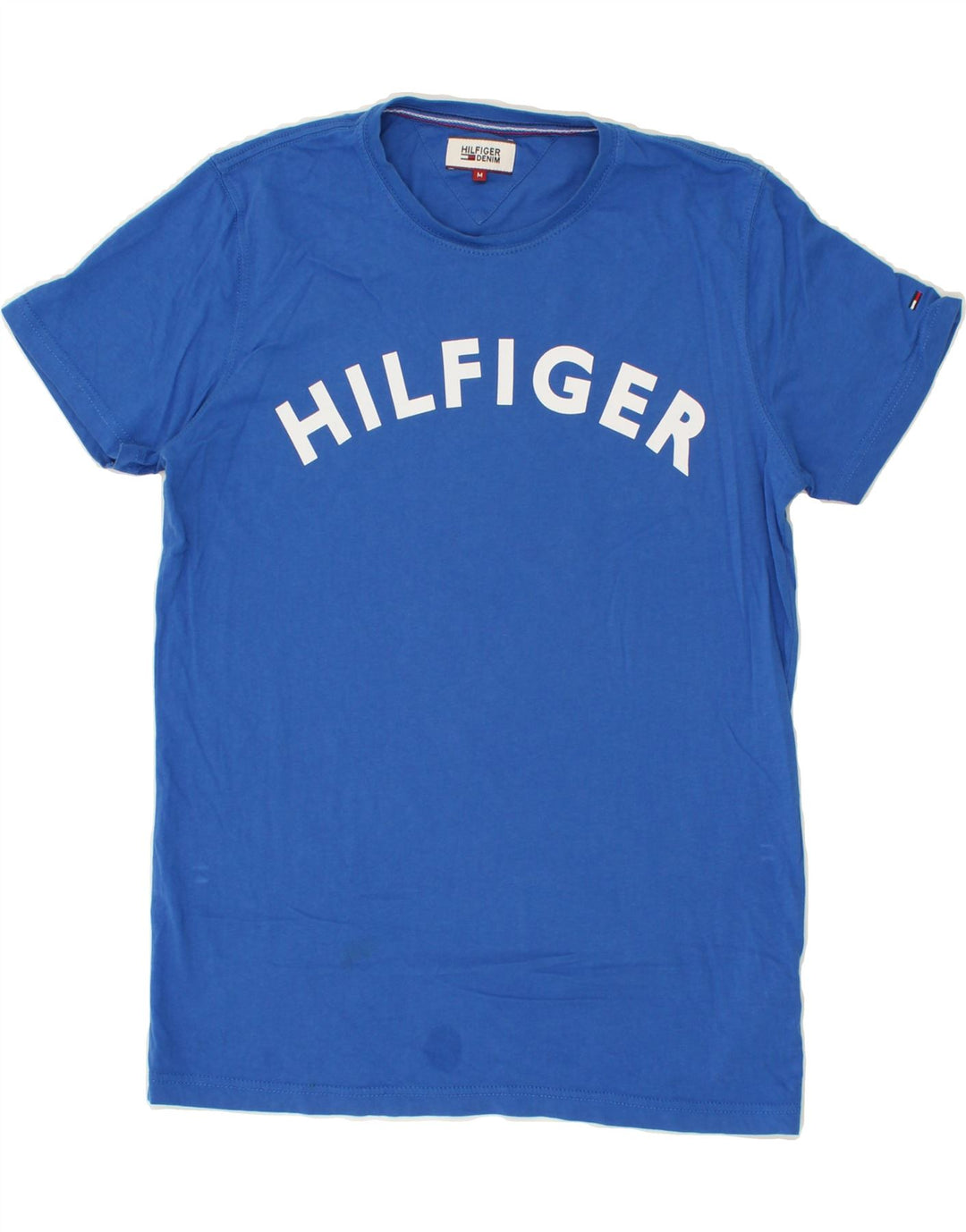 TOMMY HILFIGER Herre grafisk T-shirt top mellemblå bomuld