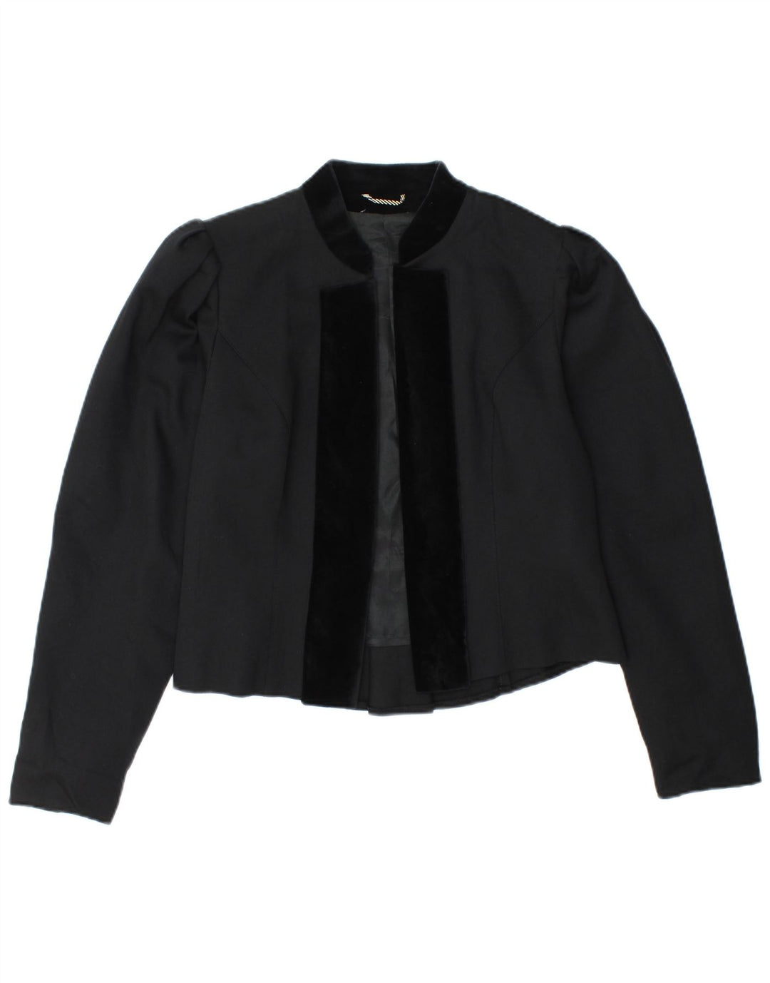 Vintage Dame Open Blazer Jacket IT 38 XS Sort New Wool