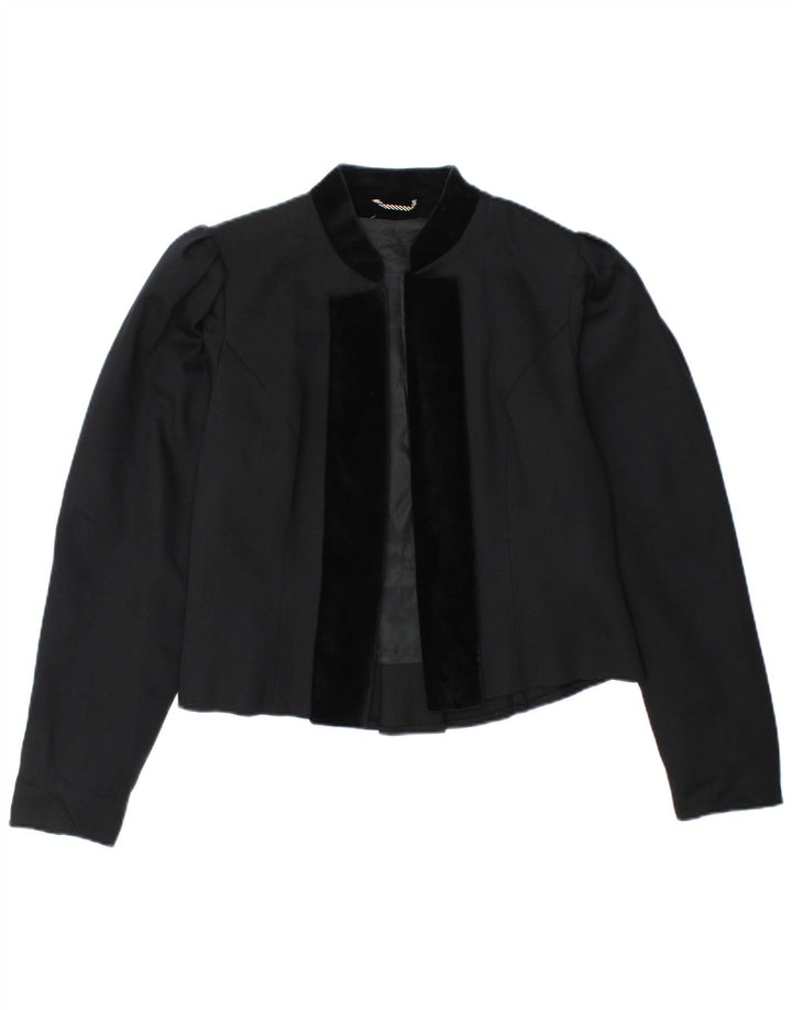 Vintage Dame Open Blazer Jacket IT 38 XS Sort New Wool