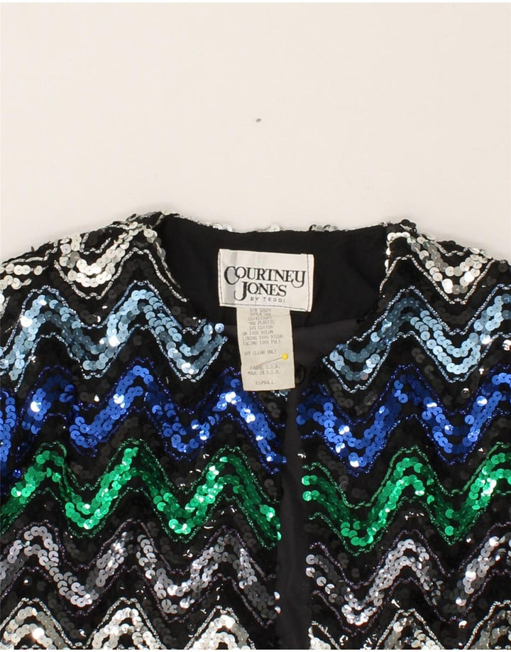 VINTAGE Womens Open Blazer Jacket UK 6 XS Multicoloured Chevron Vintage Vintage and Second-Hand Vintage from Messina Hembry 