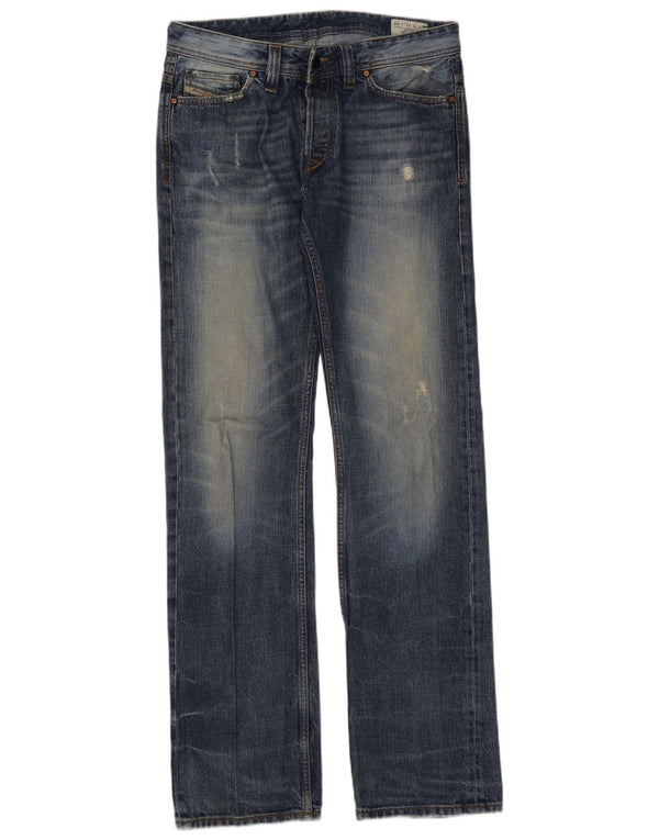 DIESEL Dame Viker Distressed Straight Jeans W31 L34 Blå Bomuld