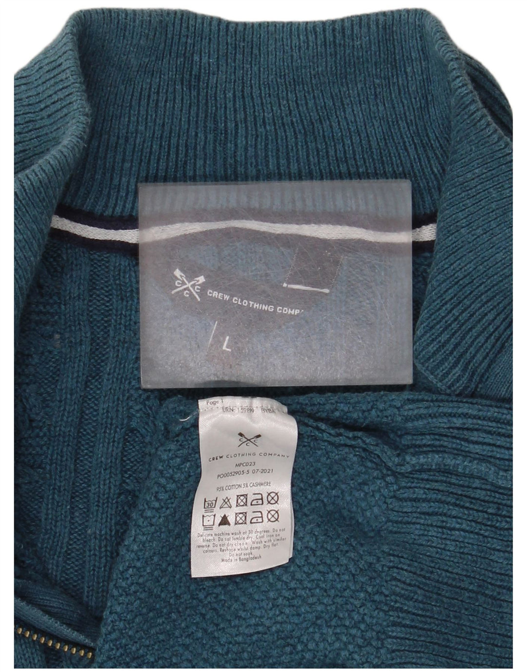 CREW TØJ Herre Zip Neck Jumper Sweater Stor Blå Bomuld