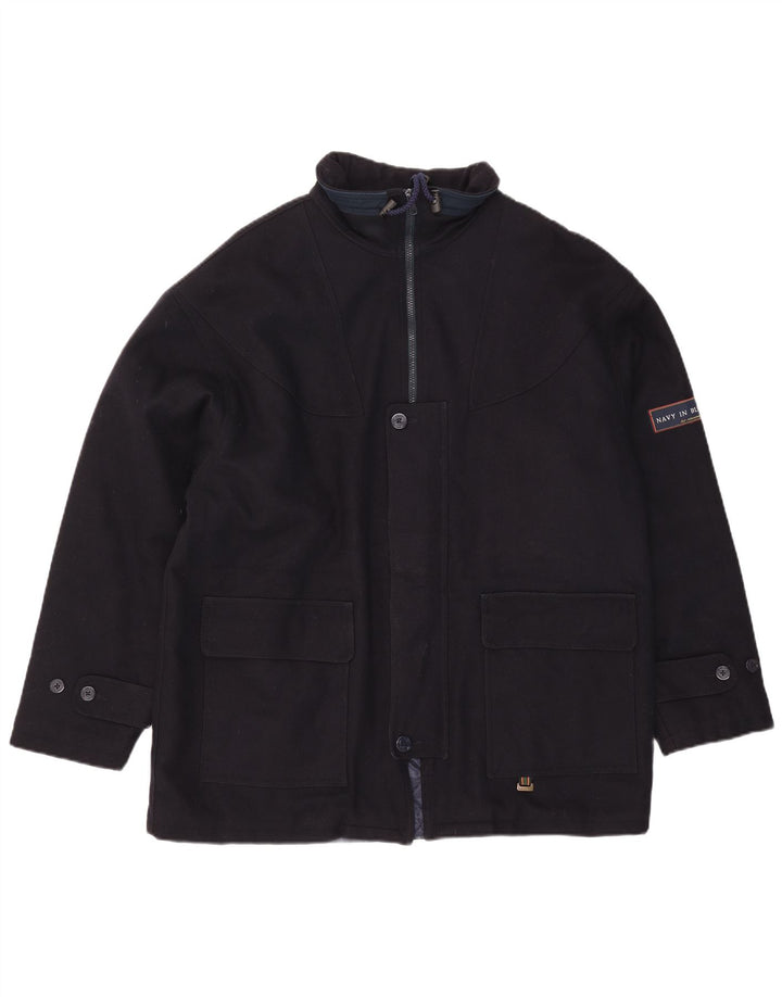 Alexander's Herre Loose Fit Windbreaker Coat UK 38 Medium Navy Blue Wool