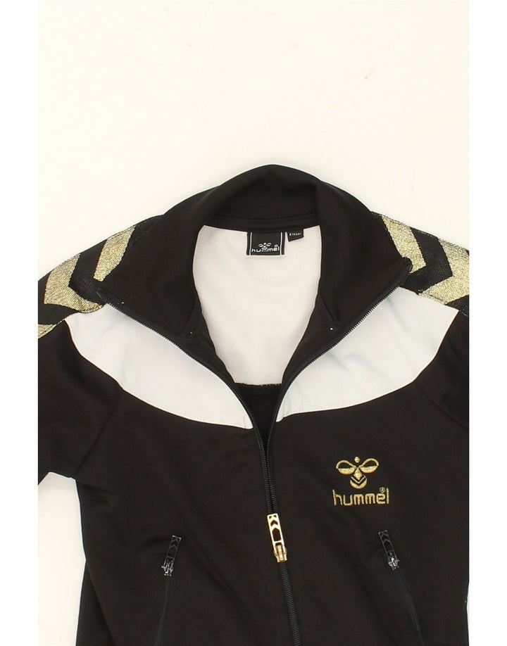 HUMMEL Boys Tracksuit Top Jacket 7-8 Years Black Colourblock Polyester Vintage Hummel and Second-Hand Hummel from Messina Hembry 