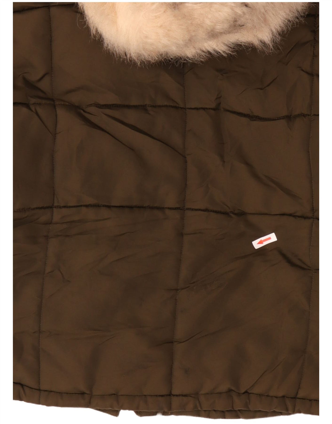 TOPSHOP Dame Oversized Crop Sherpa polstret jakke UK 12 Medium Khaki