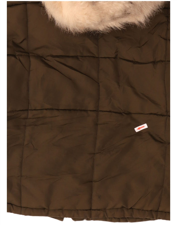 TOPSHOP Dame Oversized Crop Sherpa polstret jakke UK 12 Medium Khaki