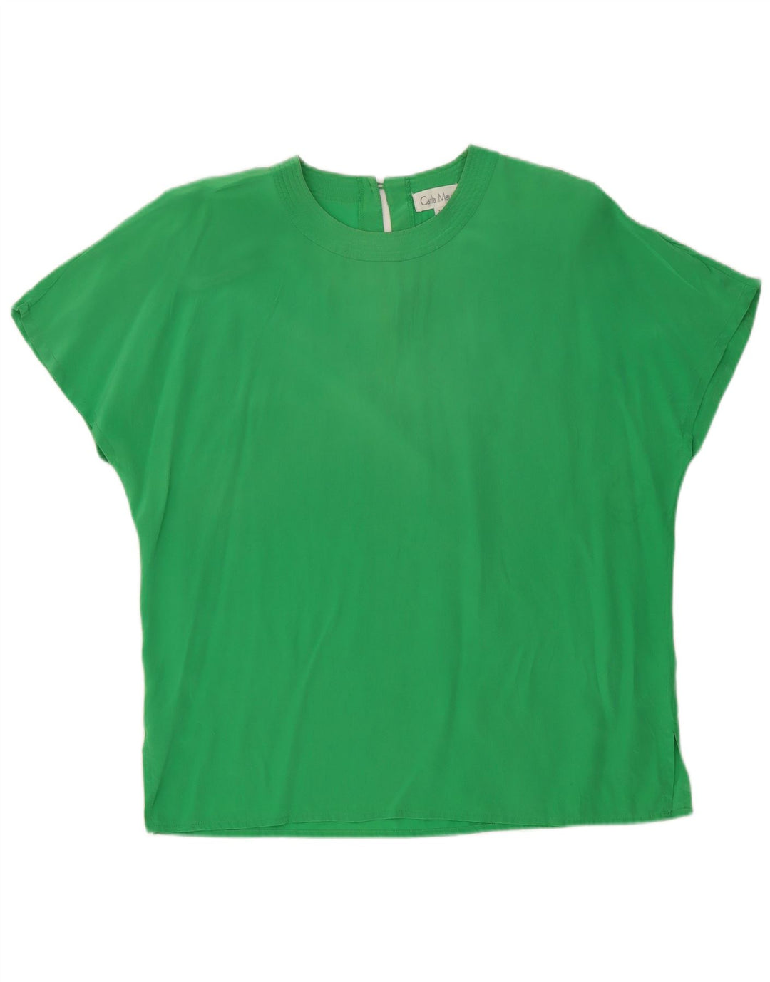 Vintage Dame Bluse Top UK 16 Large Green Silk