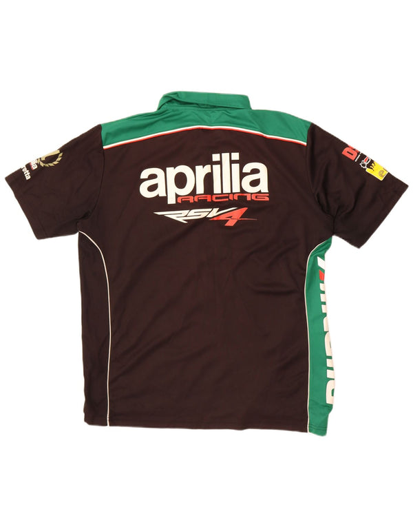 Aprilia Mens Graphic Polo Shirt Large Black Colourblock Polyester