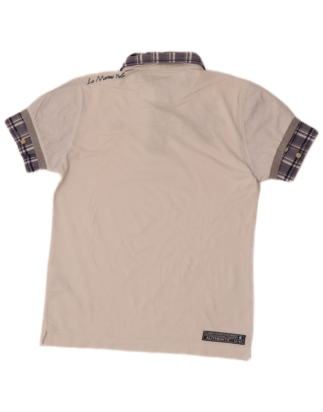 La Martina Herre grafisk poloshirt Lille hvid ternet bomuld