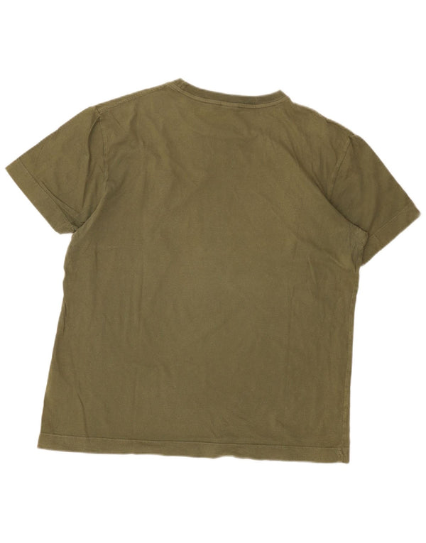 Diesel Mens Graphic T-Shirt Top XL Khaki Cotton