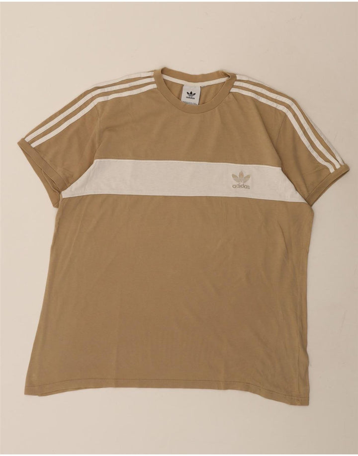 Adidas Grafisk T-shirt top til mænd, stor beige farveblok
