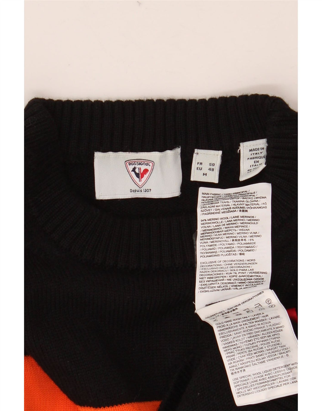 ROSSIGNOL Dame sweater med rund hals DK 12 Medium Sort Colourblock