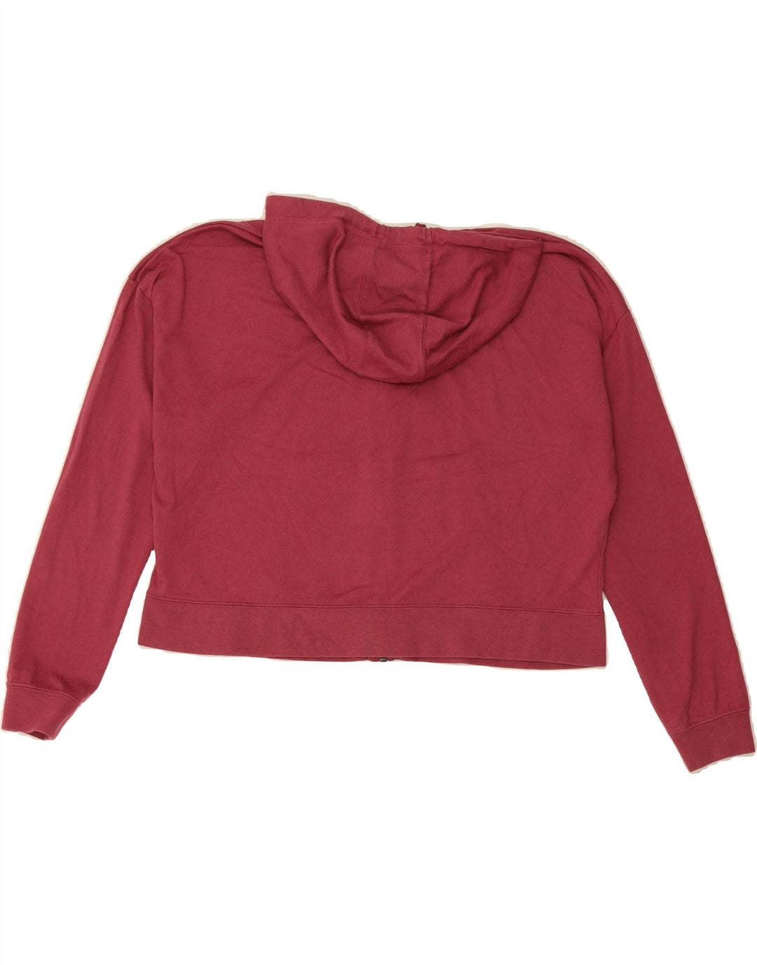 NIKE Womens Oversized Crop Zip Hoodie Sweater UK 14 Medium Burgundy Vintage Nike and Second-Hand Nike from Messina Hembry 