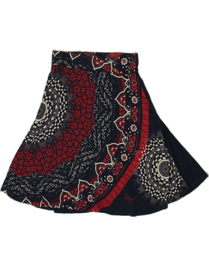 DESIGUAL Womens Abstract Pattern A-Line Skirt Small W26  Navy Blue Vintage Desigual and Second-Hand Desigual from Messina Hembry 
