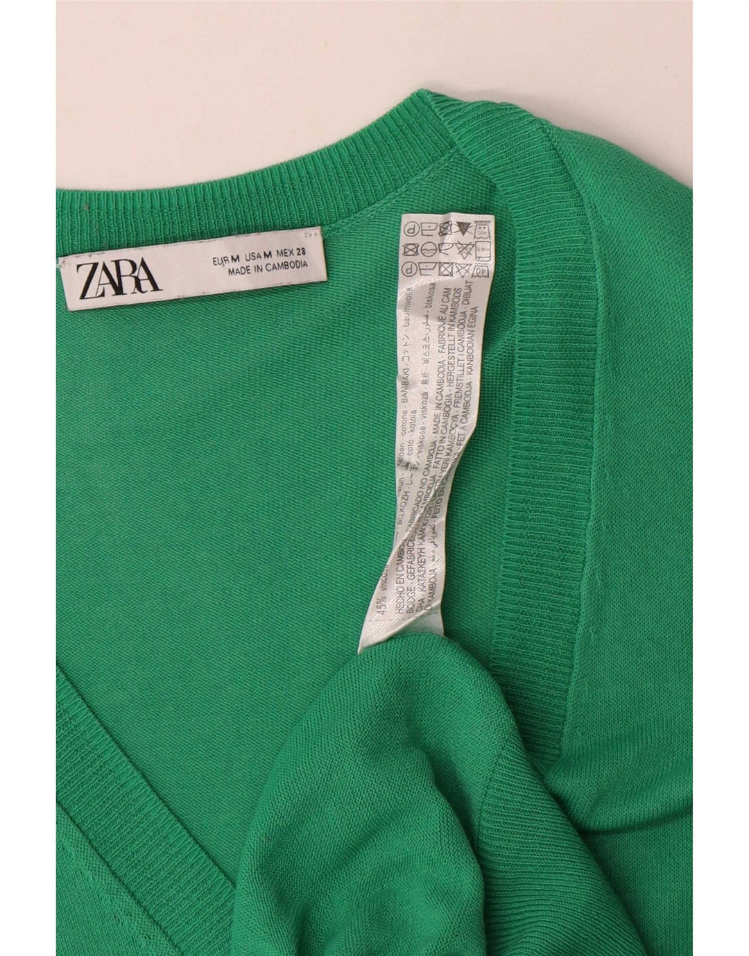 Zara Dame Oversized V-hals sweater UK 14 Medium Grøn Bomuld