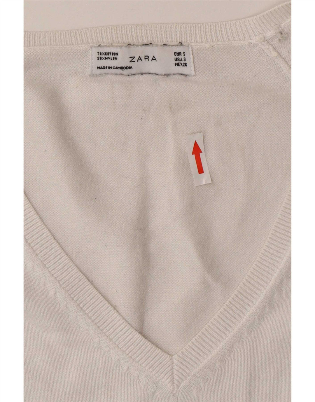 Zara Dame V-hals sweater UK 10 Small White