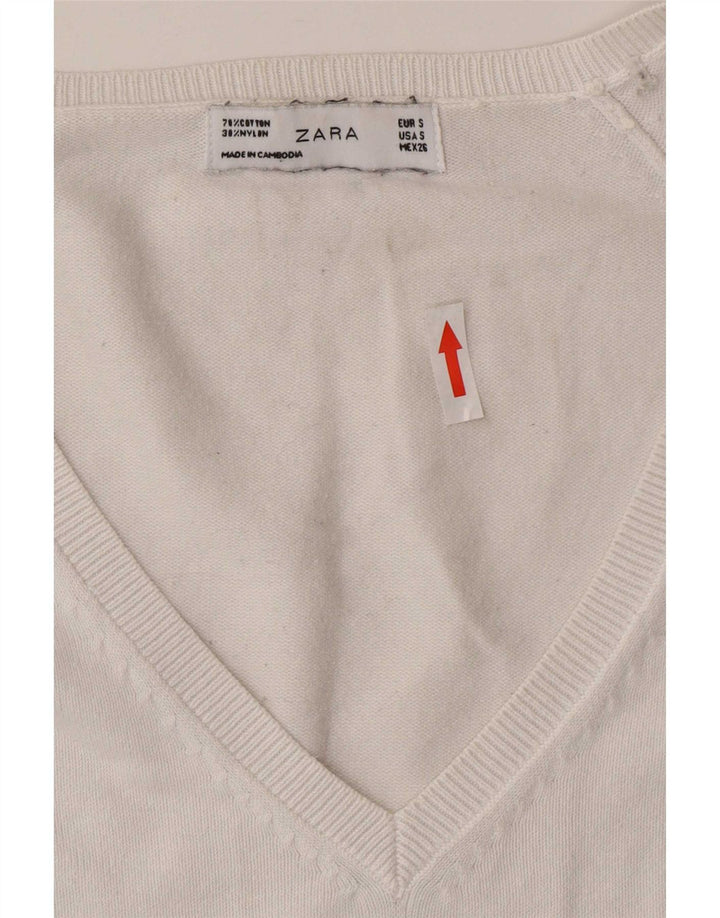 Zara Dame V-hals sweater UK 10 Small White