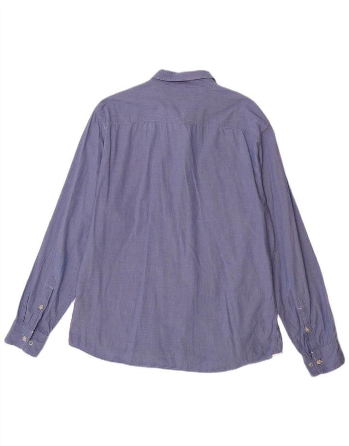 LEE herre Slim Fit skjorte 2XL blå nålestribet bomuld